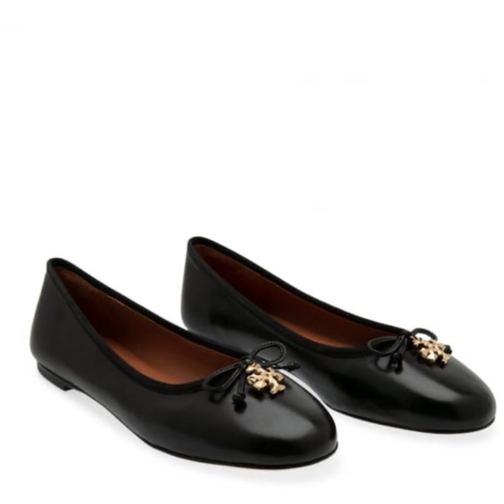 Tory Burch Black Loafers with Gold Detail